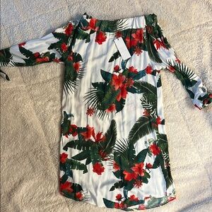 Tropical Floral Off-Shoulder Dress